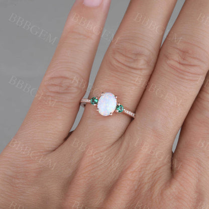 Opal Cluster 14k Rose Gold Engagement Ring