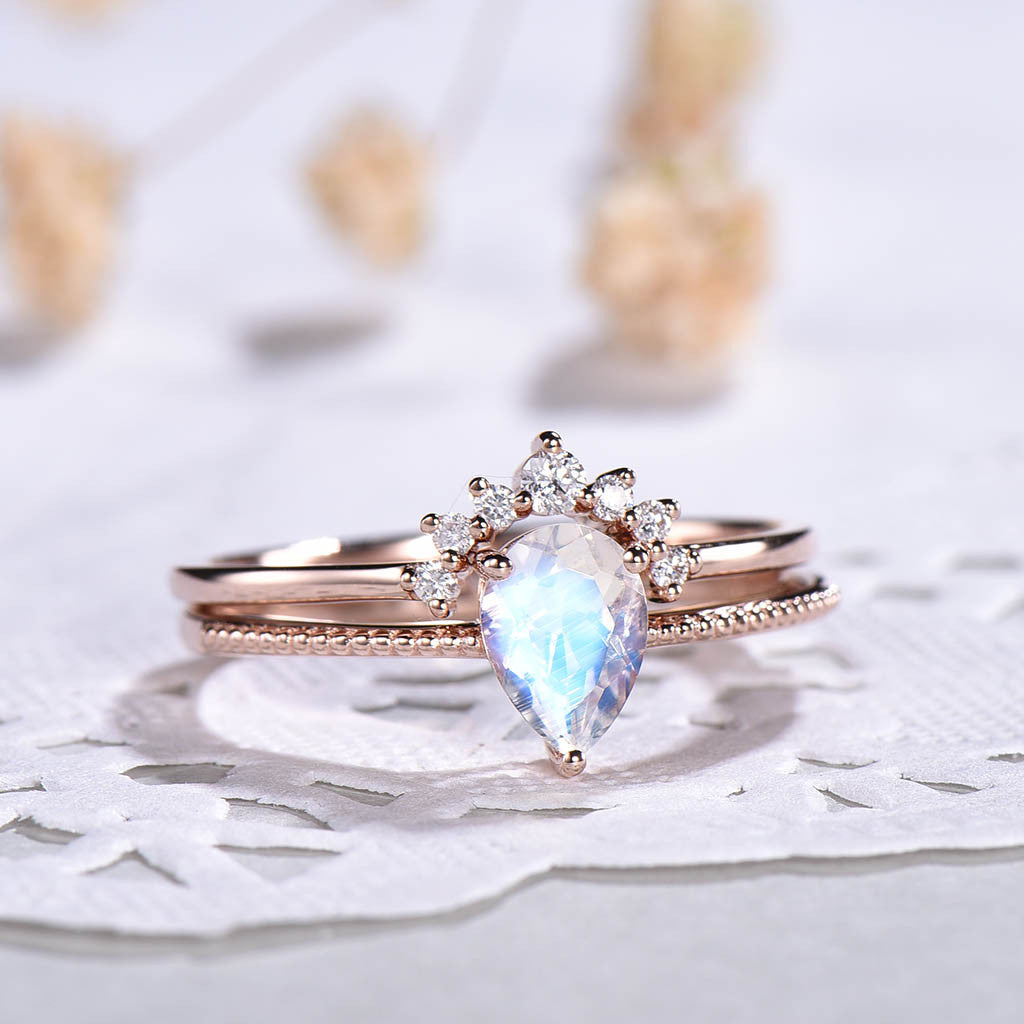 pear shaped moonstone engagement ring set 04