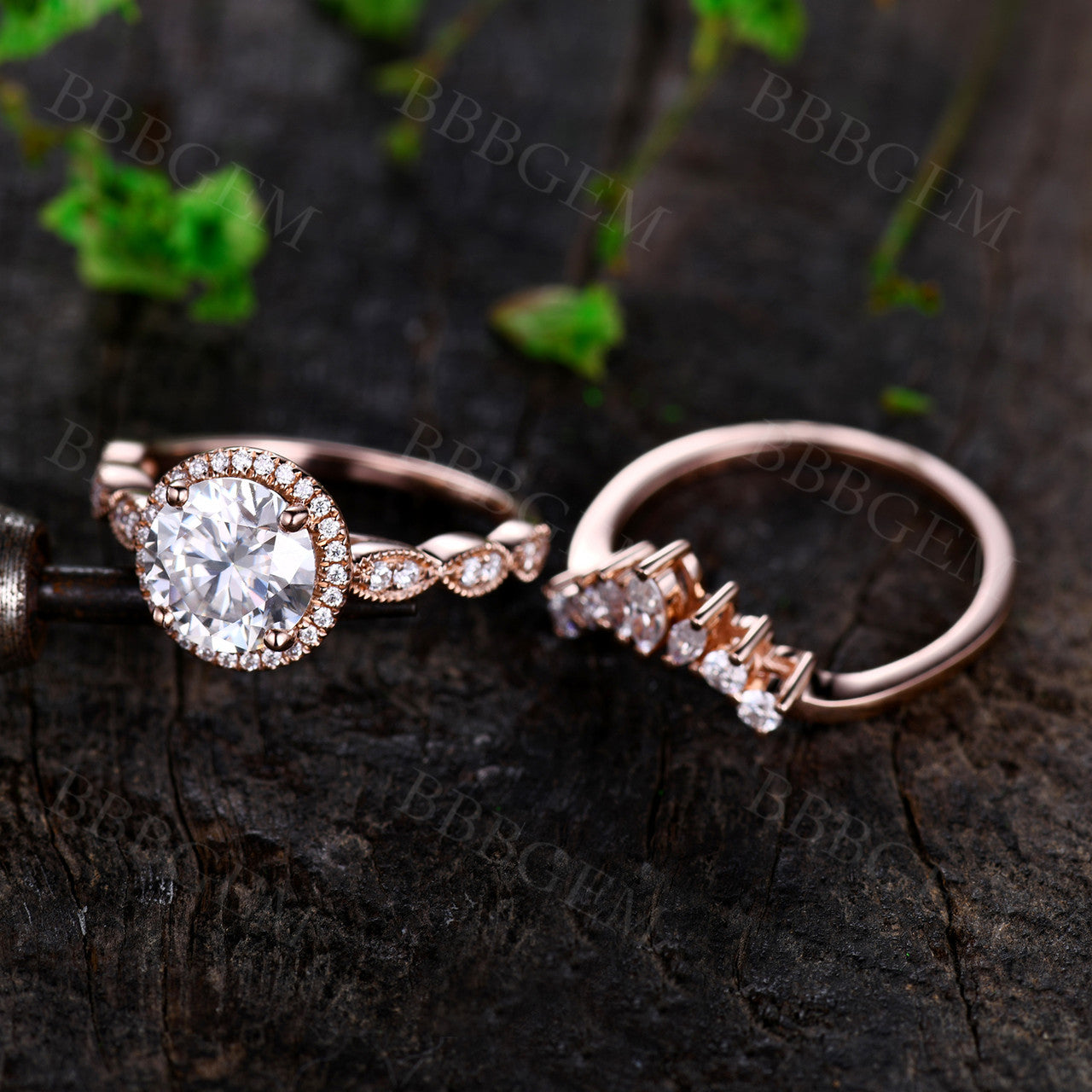 Rose Gold Moissanite Engagement Rings-BBBGEM Moissanite Engagement Rings