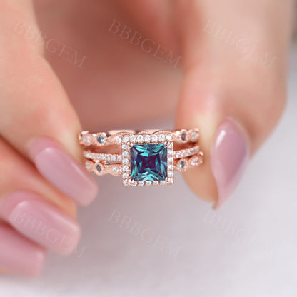 Rose Gold Alexandrite Engagement Ring-BBBGEM Alexandrite Rings