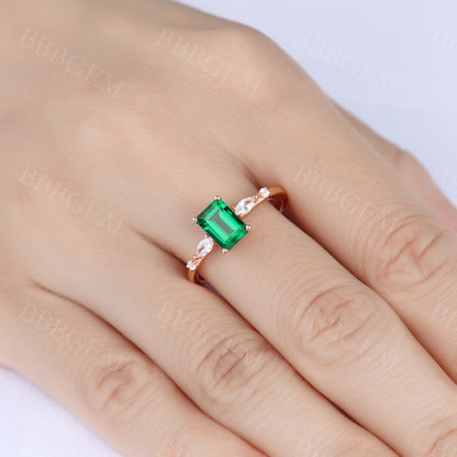 Emerald And Gold Ring-BBBGEM Emerald Engagement Rings