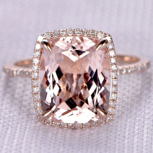 5 carat morganite ring-BBBGEM Cushion Cut Morganite Ring