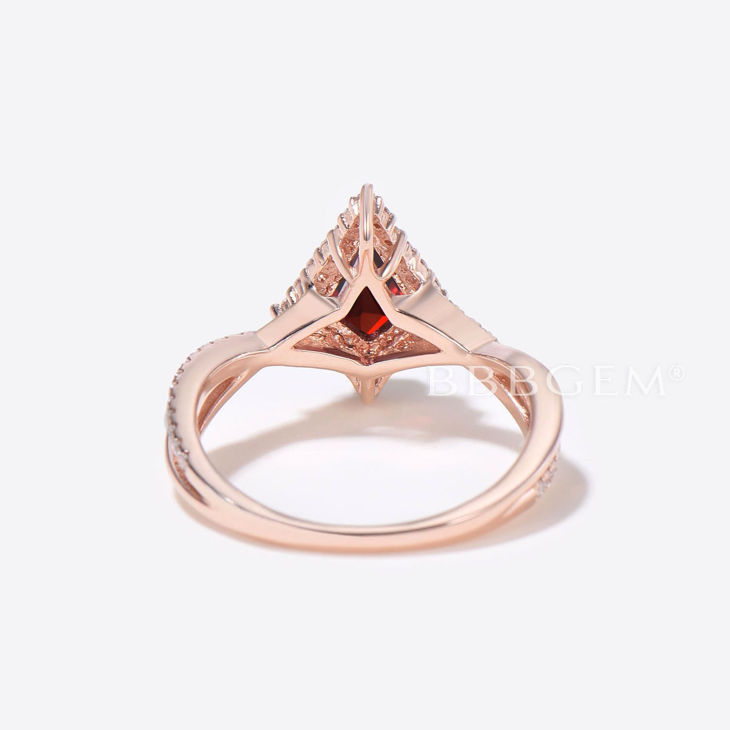 Halo Kite Natural Garnet Engagement Ring Infinity Twisted Ring