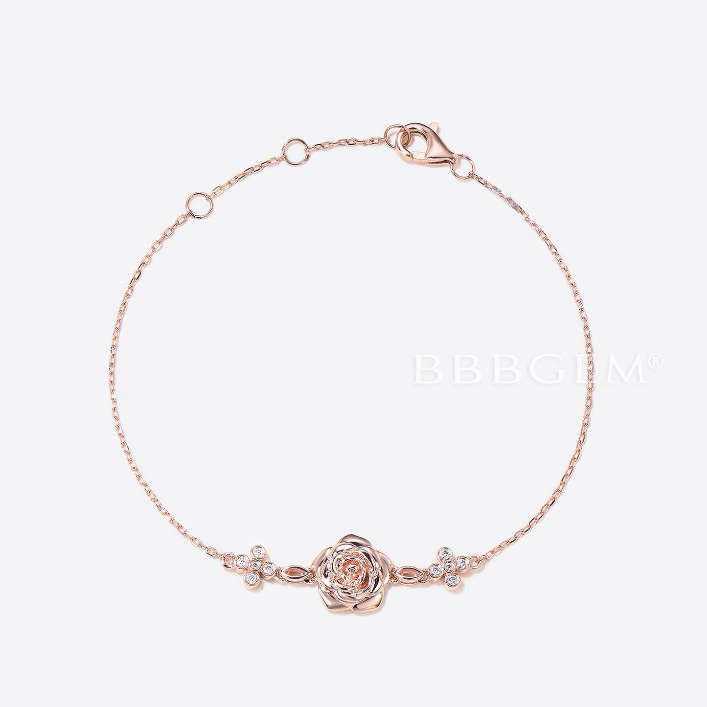 18K Rose Gold Diamond Rose Bracelet Nature Inspired Floral Bracelet