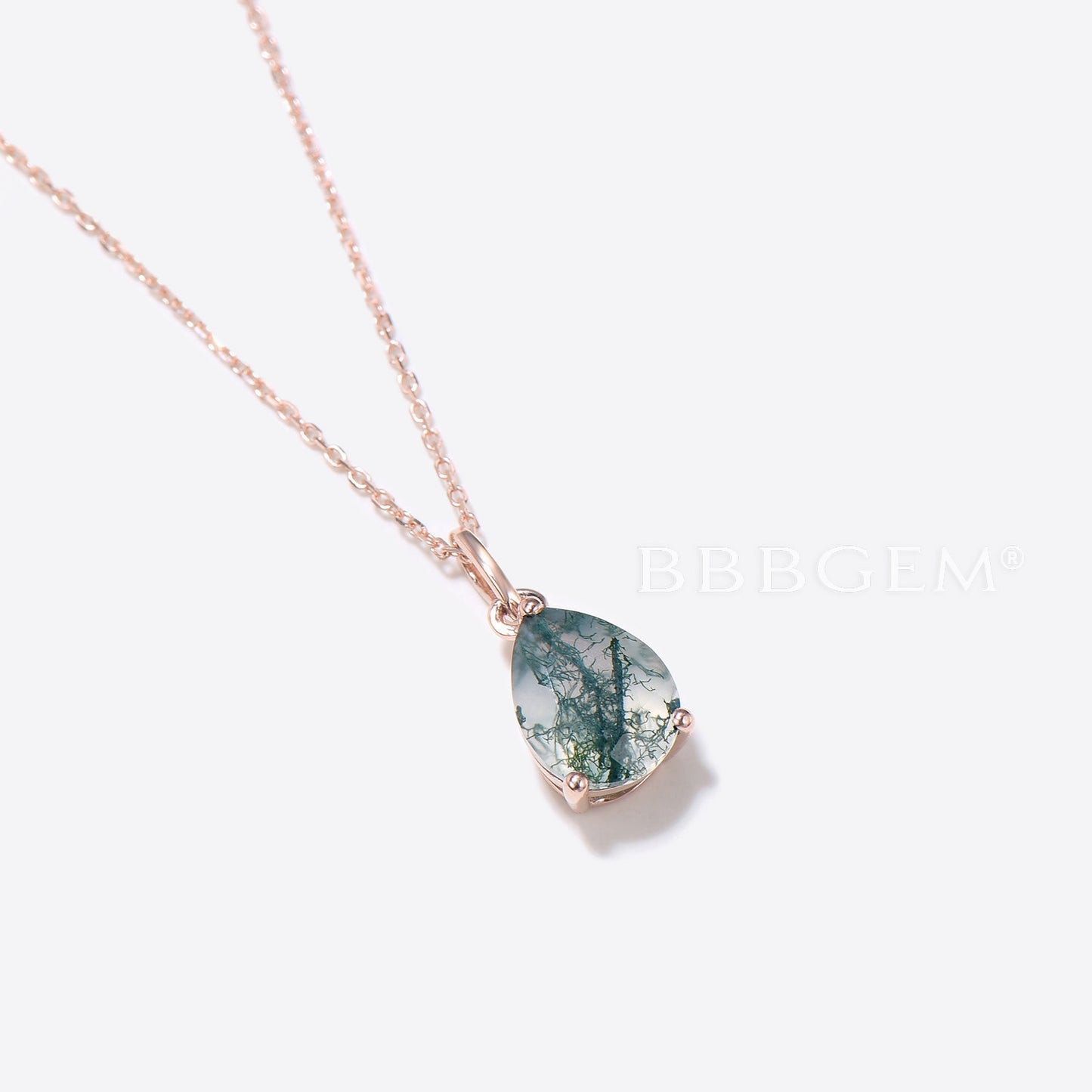 Pear Shaped Moss Agate Necklace Teardrop Green Agate Pendant