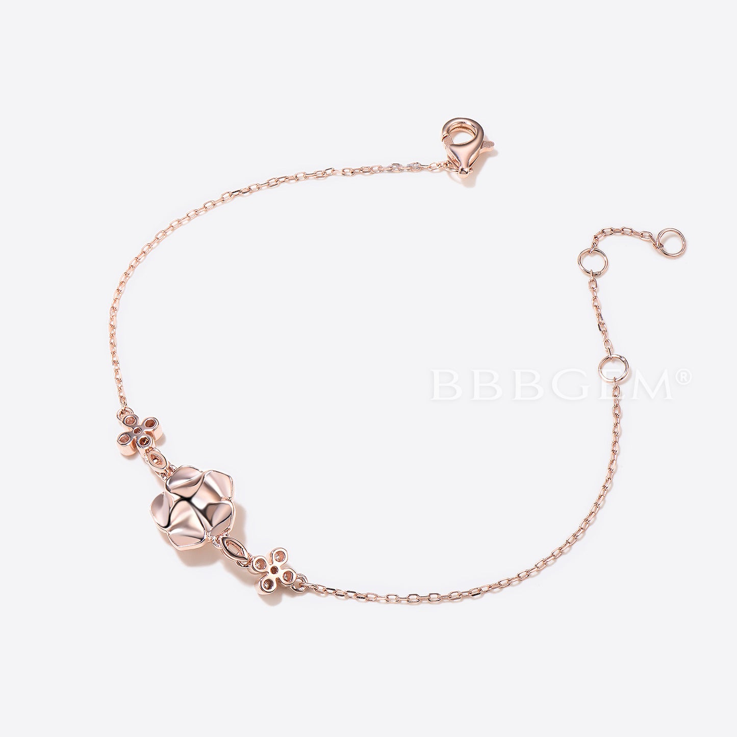 18K Rose Gold Diamond Rose Bracelet Nature Inspired Floral Bracelet