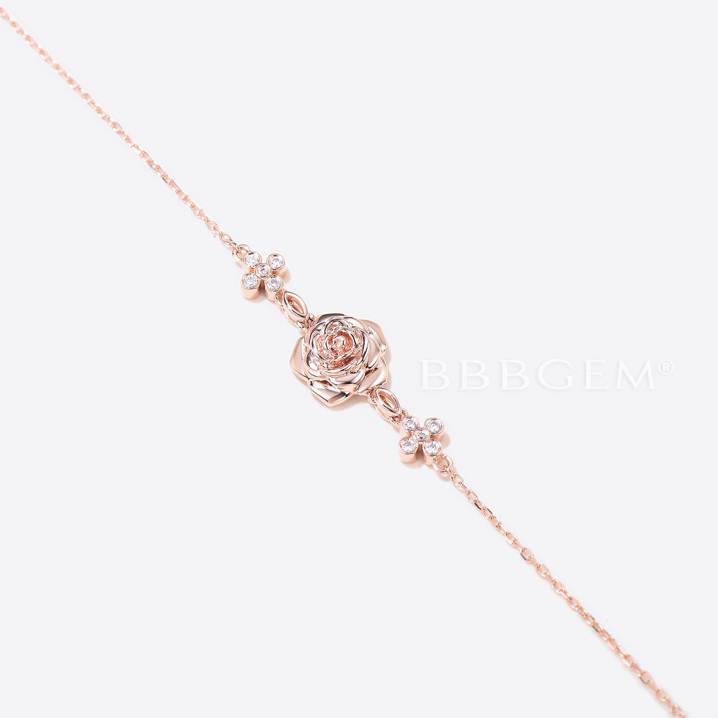 18K Rose Gold Diamond Rose Bracelet Nature Inspired Floral Bracelet