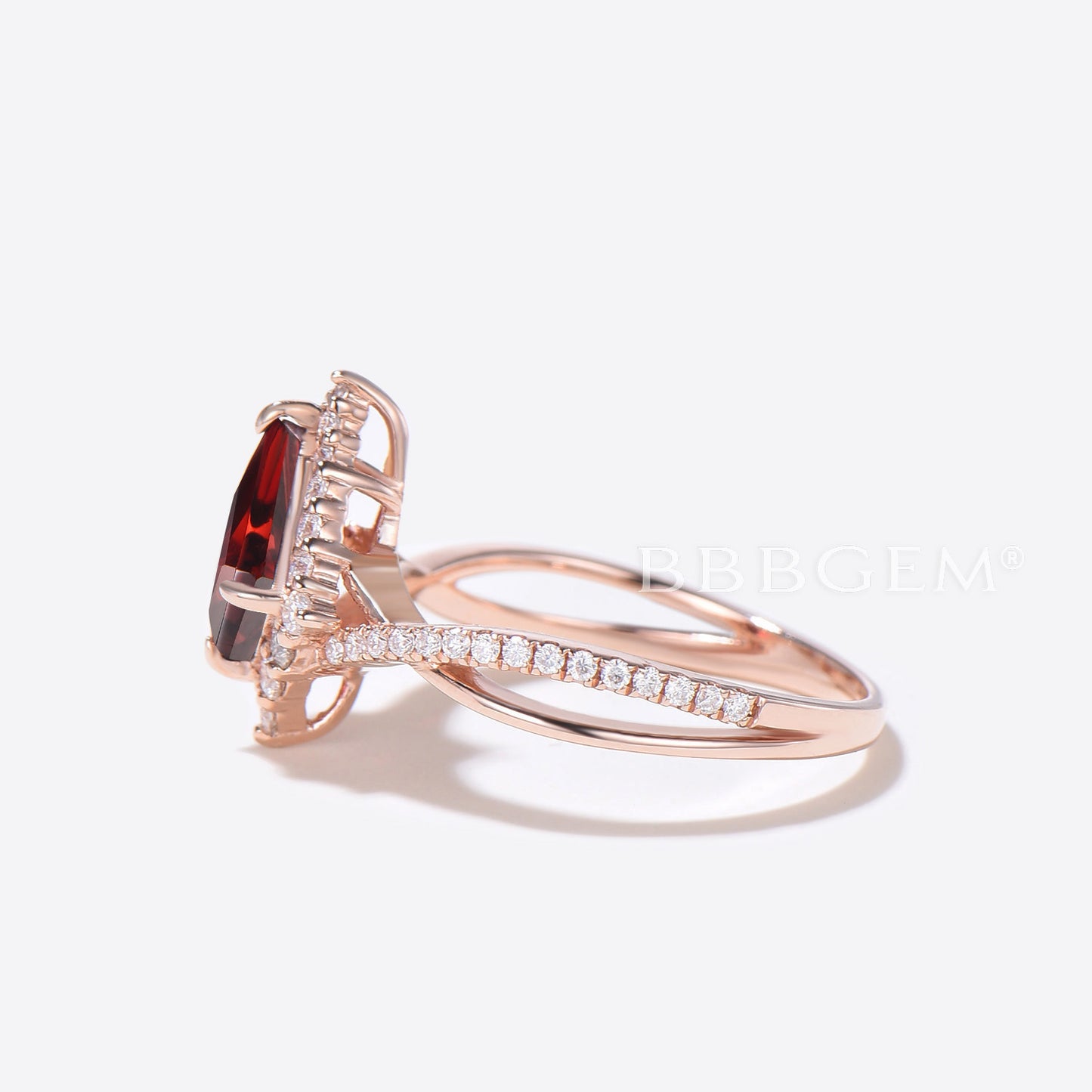 Halo Kite Natural Garnet Engagement Ring Infinity Twisted Ring