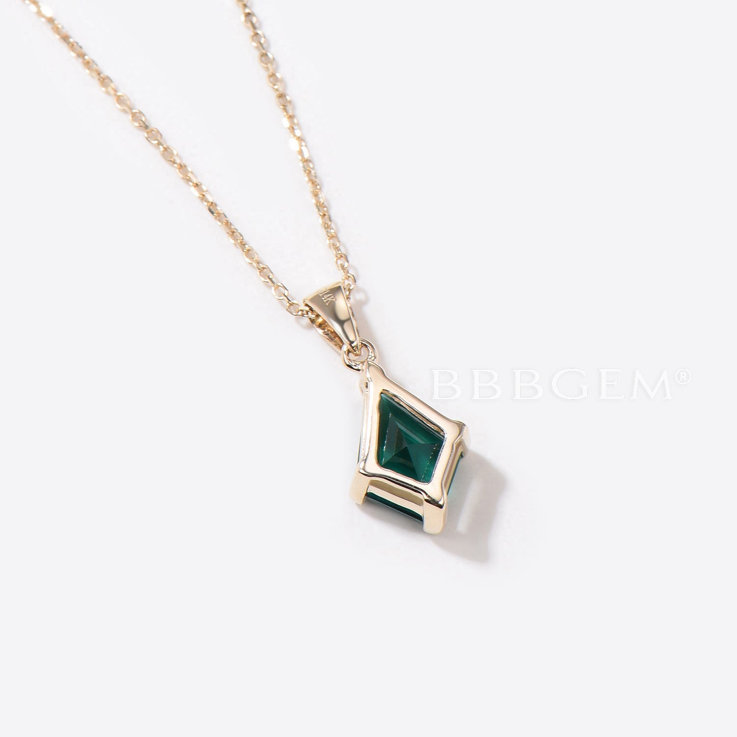 Kite green emerald necklace solid 14k 18k yellow gold vintage unique Personalized pendant women her gemstone anniversary bridal gift mother