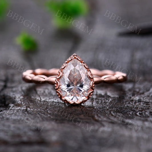 Moissanite Engagement Rings-BBBGEM Moissanite Engagement Rings Pink Gold