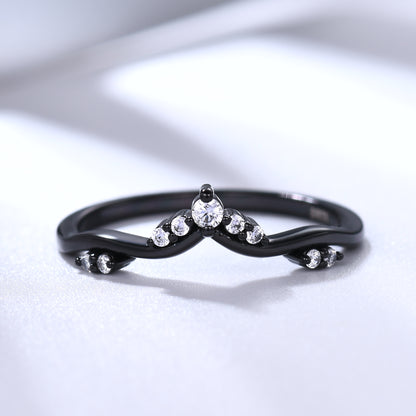 Diamond Black Gold Wedding Ring Twig Chevron Band