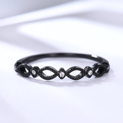 Diamond Black Gold Wedding Ring Infinity Band