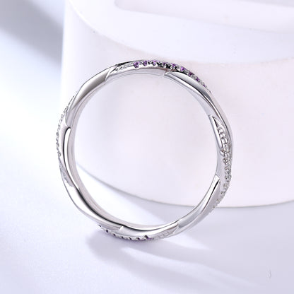 Twisted Amethyst Moissanite White Gold Wedding Band Full Eternity Ring For Women