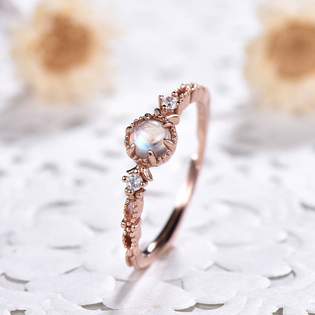 rainbow moonstone engagement ring