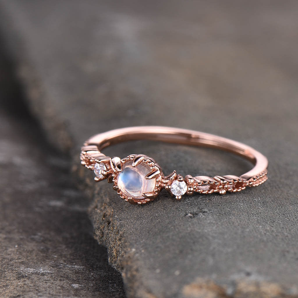 Moonstone engagement ring rose gold