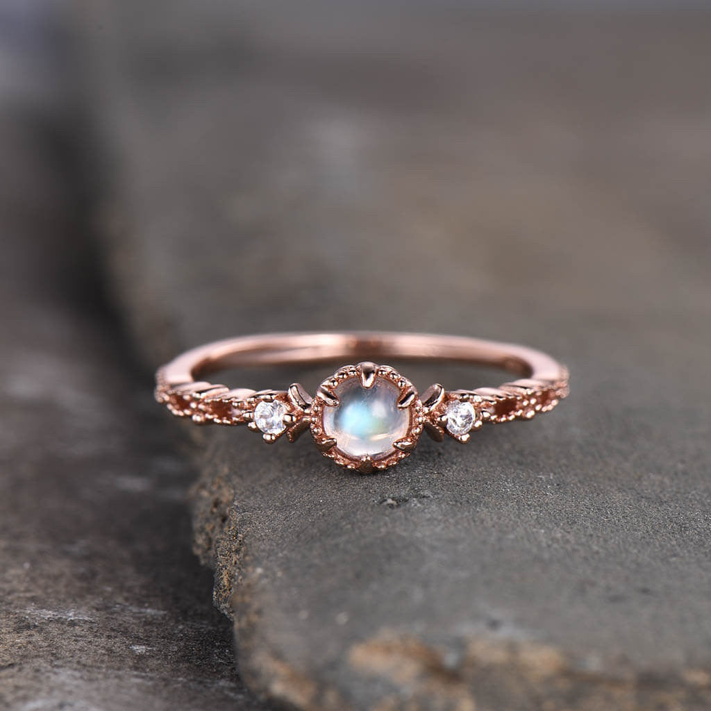 three stone moonstone ring