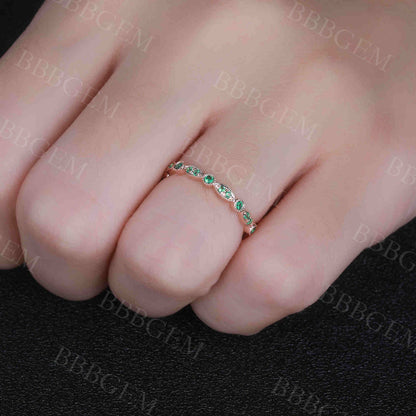 emerald wedding band rose gold 0