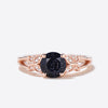 1ct Round Galaxy Blue Sandstone Diamond Split Shank Ring Butterfly Wedding Ring
