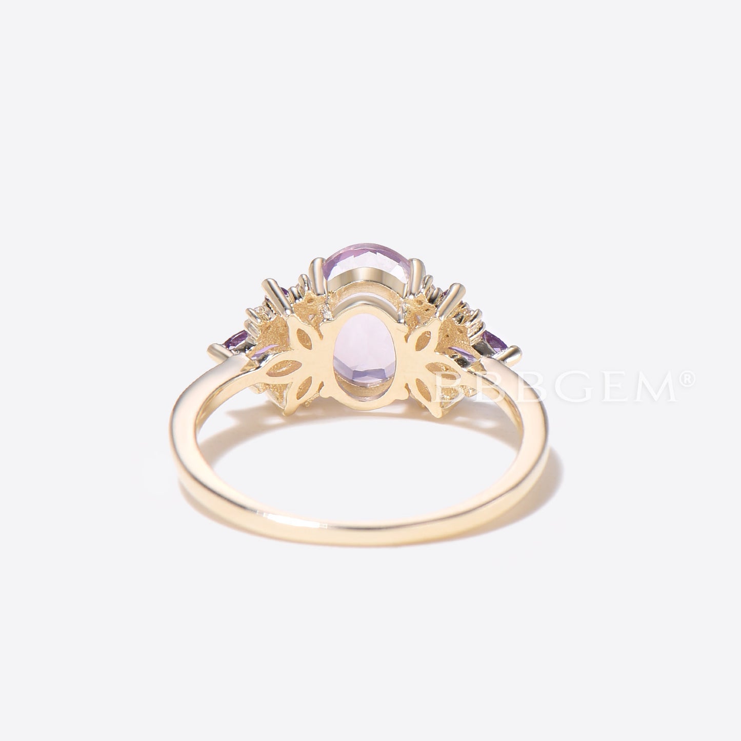 Oval Cut Lavender Amethyst Engagement Ring Cluster Amethyst Ring