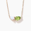 Teardrop Cut Peridot Opal Necklace Toi et Moi Yellow Gold Wedding Pendant