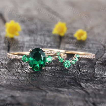 Emerald Matching band-BBBGEM Oval Emerald Engagement Rings