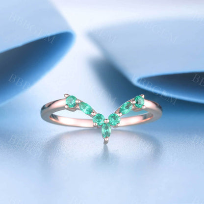 Unique Emerald Stacking Ring May Birthstone Ring