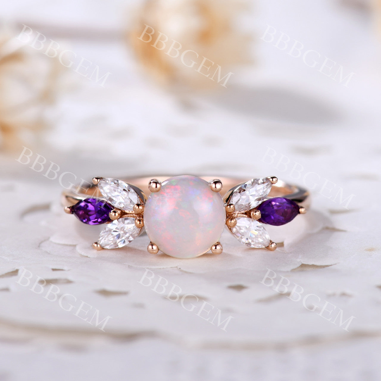 Rose Gold Opal Ring-BBBGEM Rose Gold Opal Ring