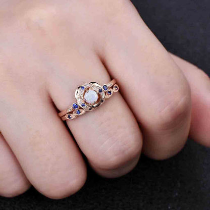 opal engagement ring set rose gold