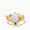 Oval Cut Opal Moss Agate Accent Wedding Ring Emerald Leaf Nature Inpired Ring Set