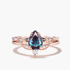 Moissanite Ring Set Teardrop Cut Color-change Alexandrite Three Stone Ring