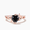 Heart Cut Black Onyx Twisted Engagement Ring Diamond Nature Inspired Ring