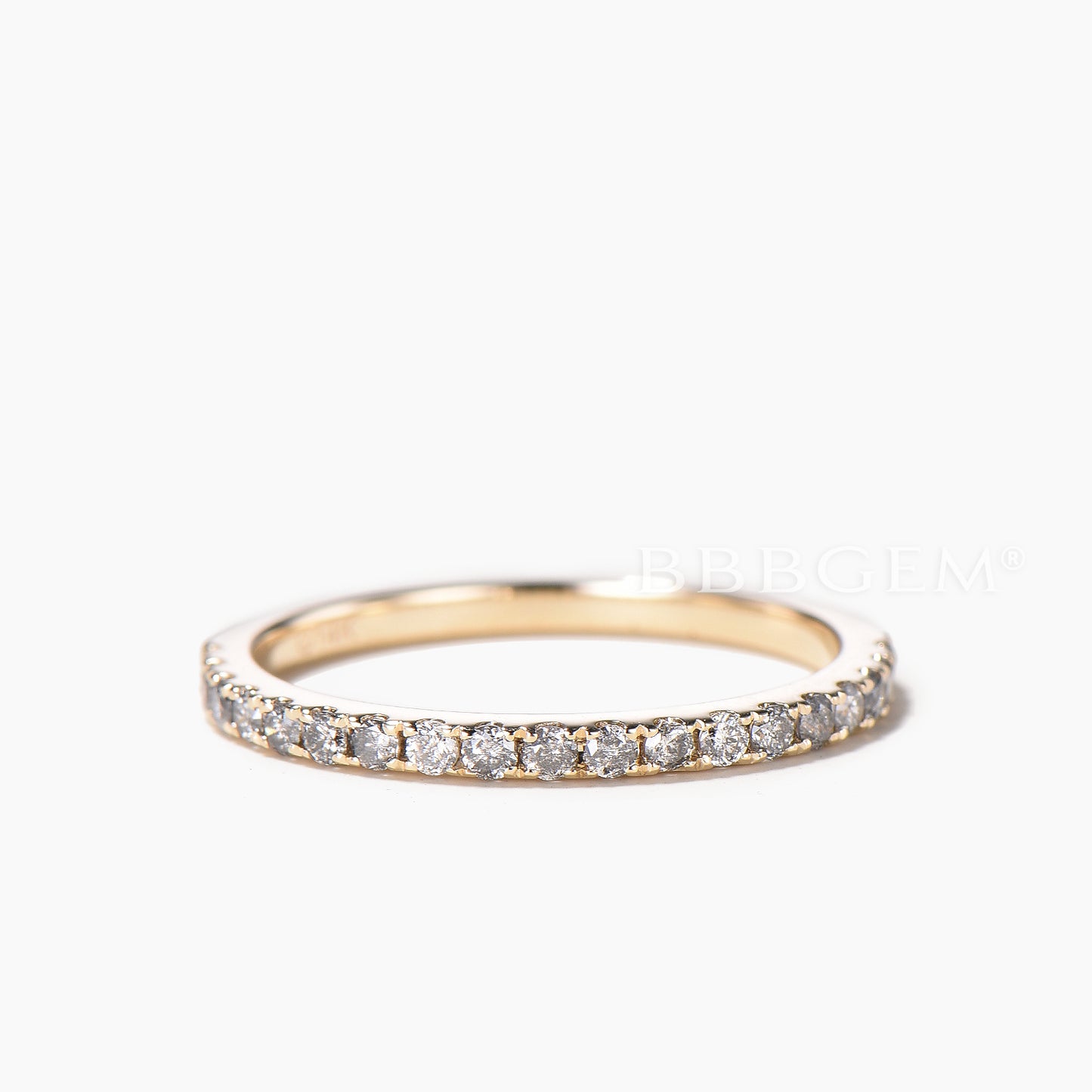 Round Cut Natural Salt and Pepper Diamond Half Eternity Ring Stacking Band