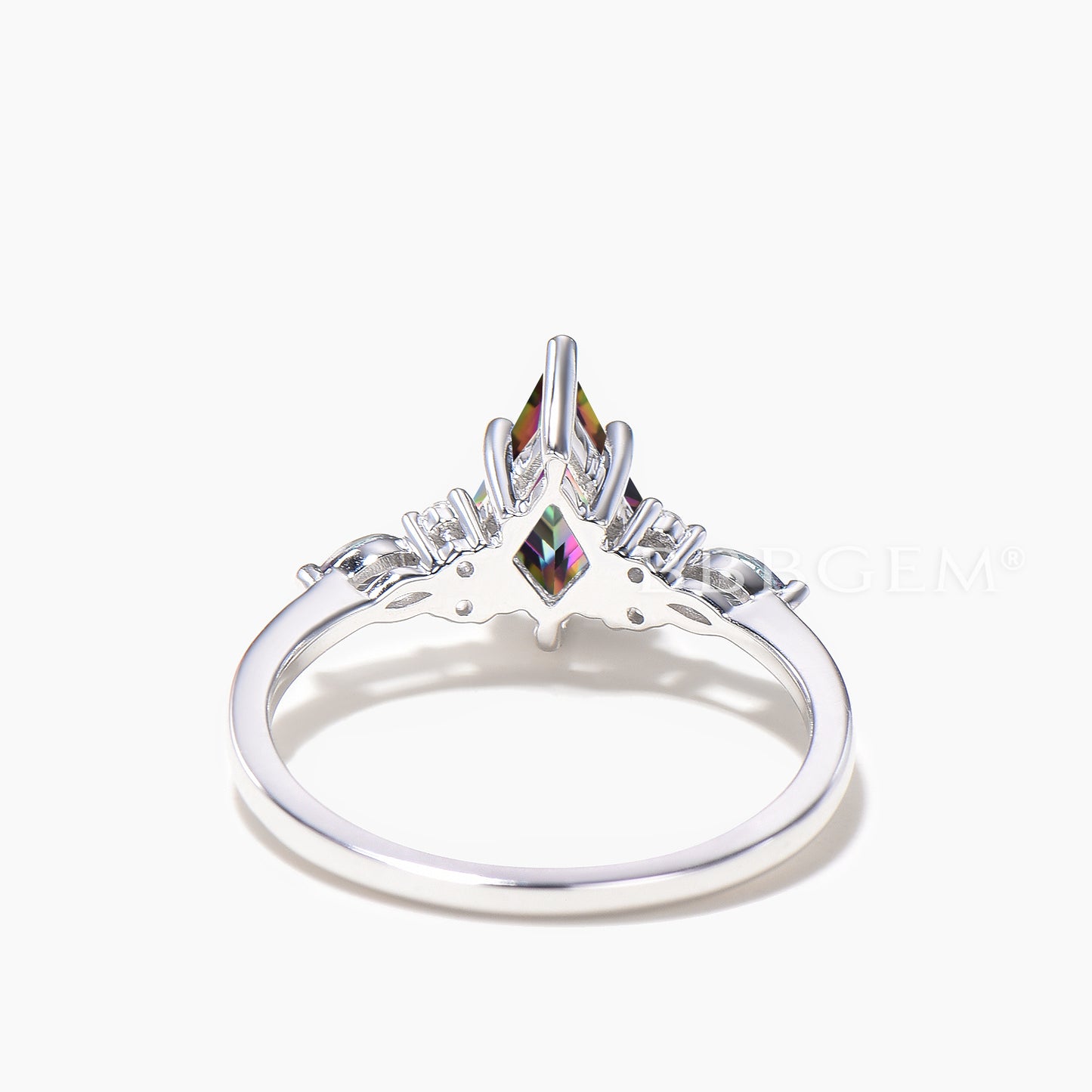 1CT Kite Cut Mystic Topaz Engagement Ring Diamond Alexandrite Cluster Ring