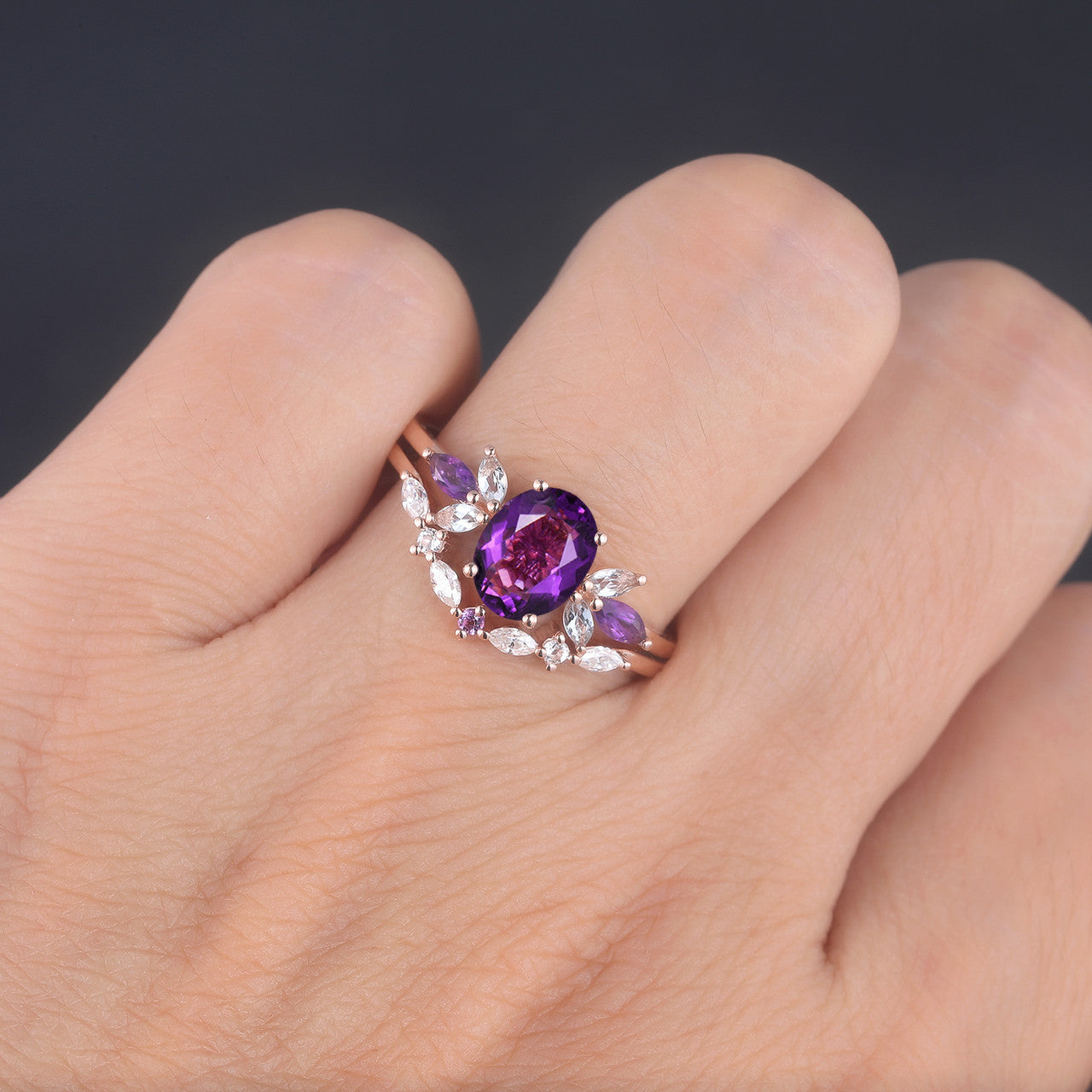 Purple Amethyst Ring-BBBGEM Amethyst Engagement Ring