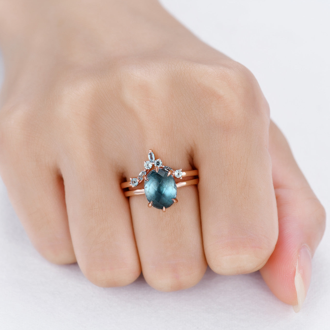 Oval Cut Topaz-BBBGEM London Blue Topaz Ring Set