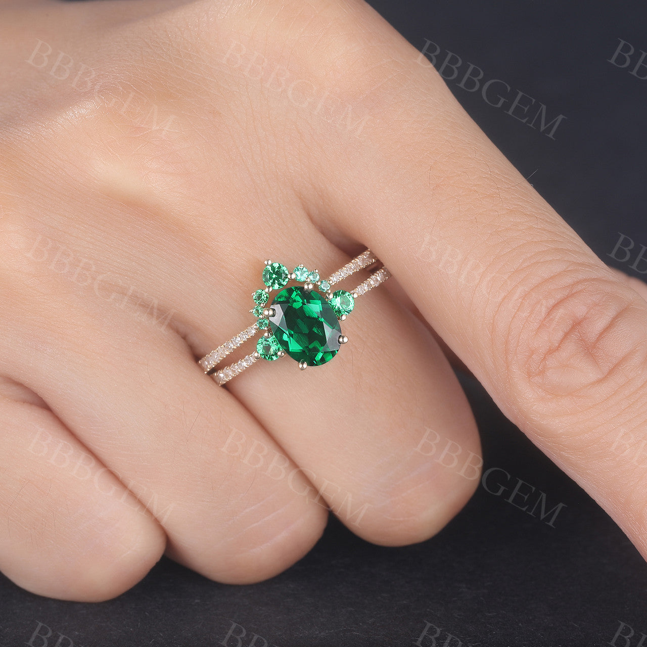 Lab-created Emerald Engagement Ring-BBBGEM Oval Emerald Engagement Rings