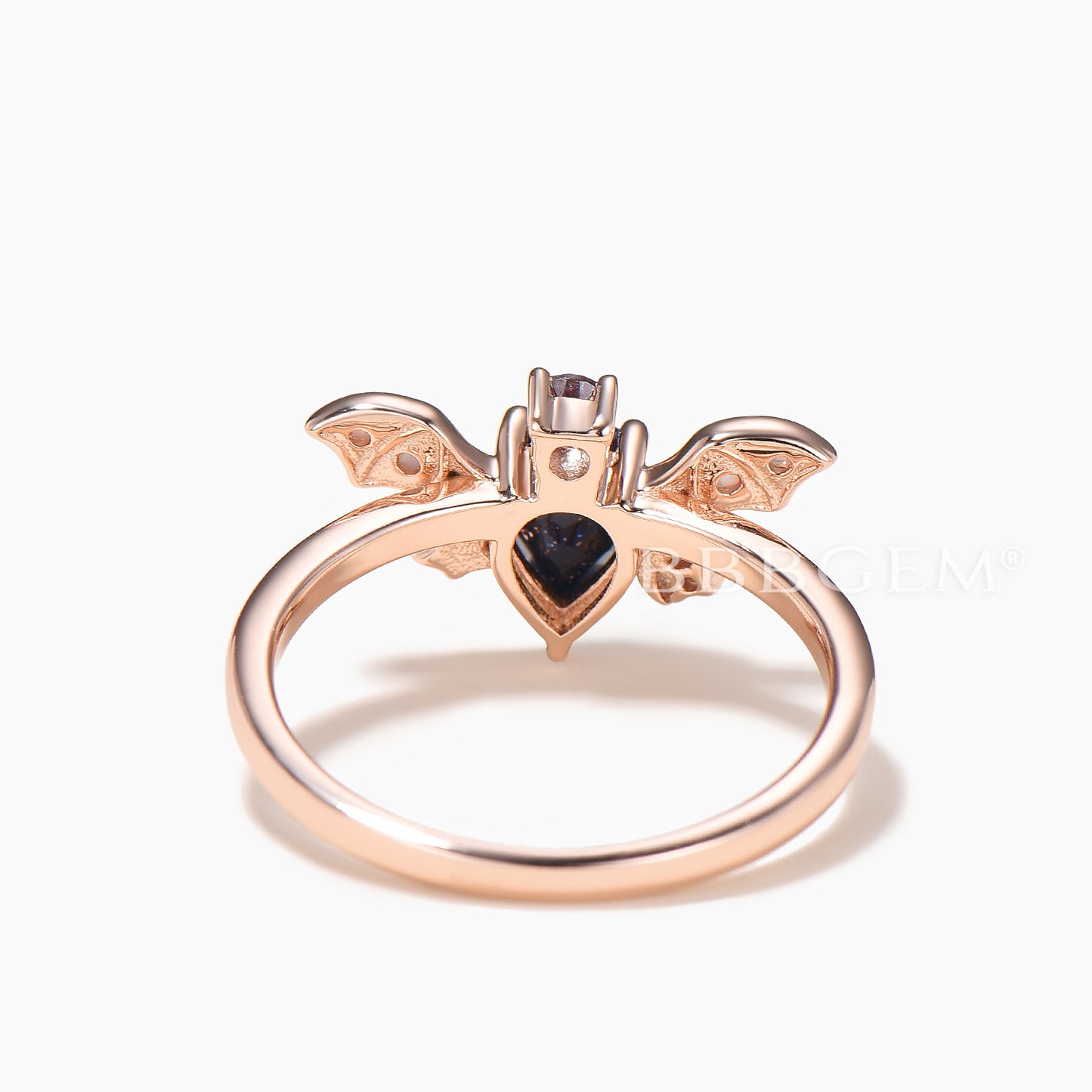 Pear Cut Blue Sandstone Bat Engagment Ring Alexandrite Opal Accent Ring