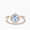 Round Cut Natural Aquamarine Wedding Ring Diamond Halo Opal Accent Ring