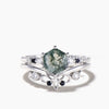 1CT Hexagon Cut Natural Moss Agate Celtic Knot Bridal Set Sandstone Wedding Ring