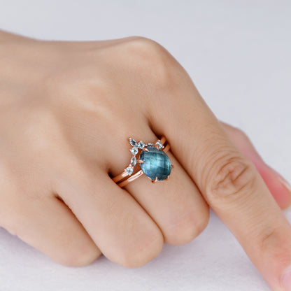 Vintage Topaz Ring Set-BBBGEM London Blue Topaz Ring Set