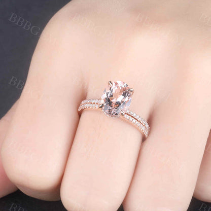 Rose Gold Morganite Wedding Set