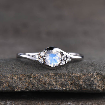 Moonstone Engagement Ring White Gold