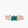 1CT Emerald Cut Emerald Solitaire Engagement Ring Rose Gold Vine Ring