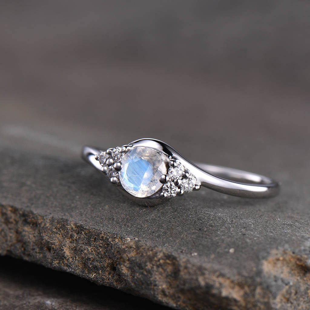 natural rainbow moonstone ring