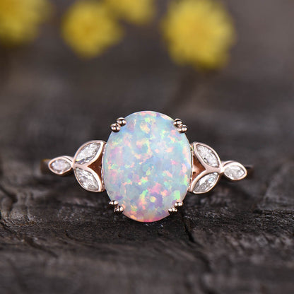 Art Deco White Opal Engagement Ring 0