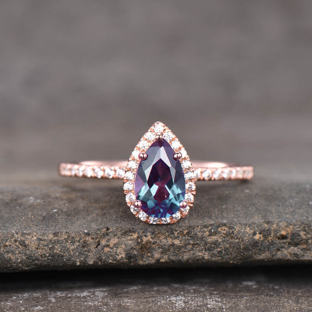 Pear Shaped Alexandrite Engagement Ring