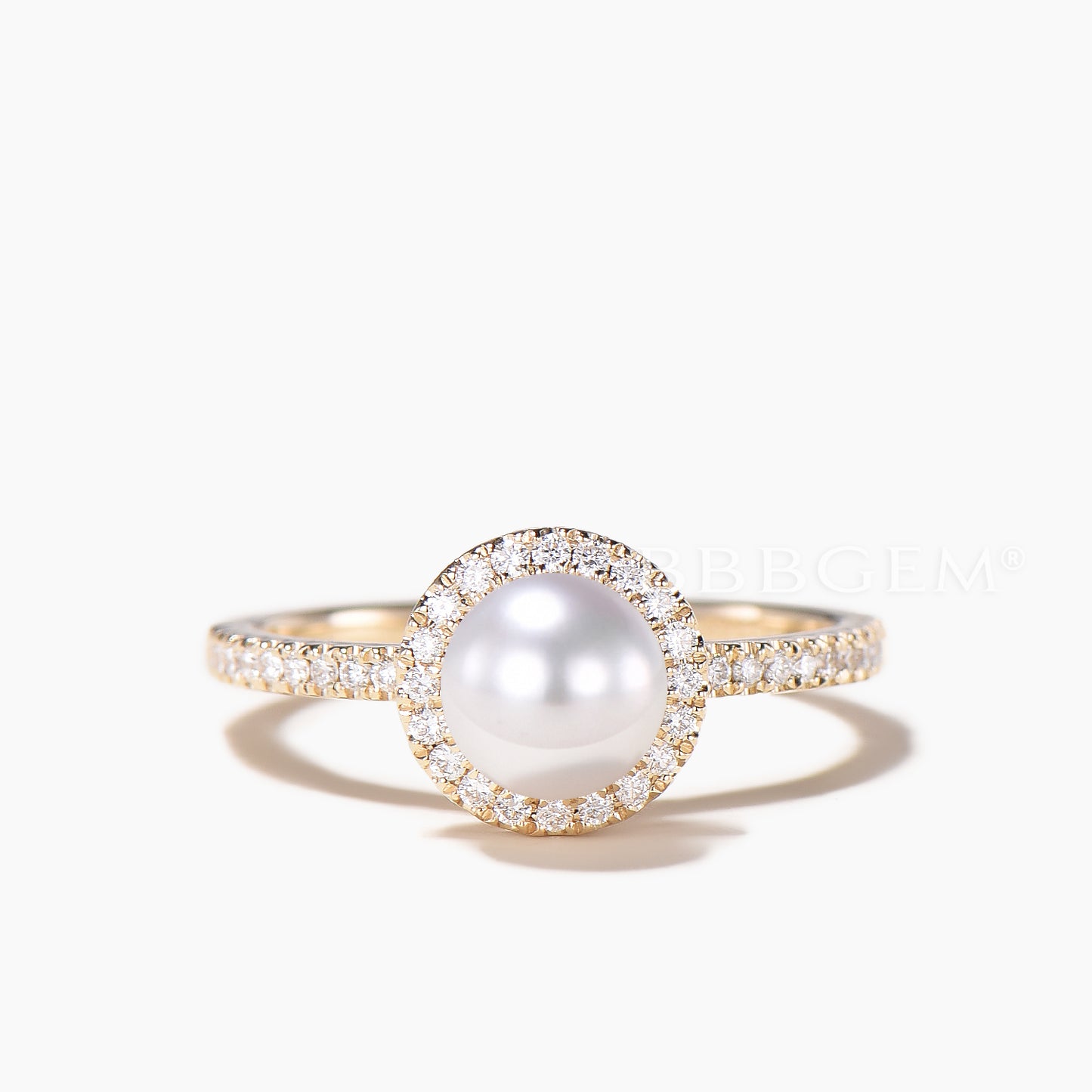 Akoya Pearl Engagement Ring Rose Gold Art Deco Wedding Band Women Antique Bridal Sets Wedding Anniversary Promise Halo Diamond Eternity 2pcs