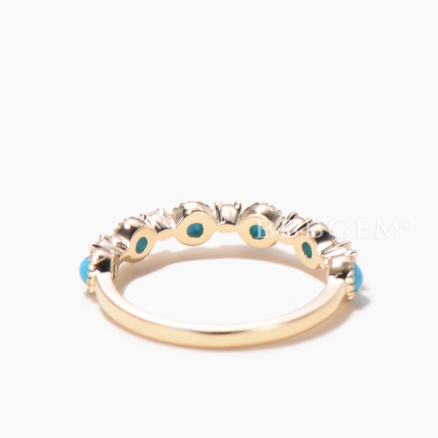 Turquoise Diamond Wedding Band 14k 18k White Rose Yellow Gold Engagement Ring Round Cut Bridal Anniversary Gift Women Promise