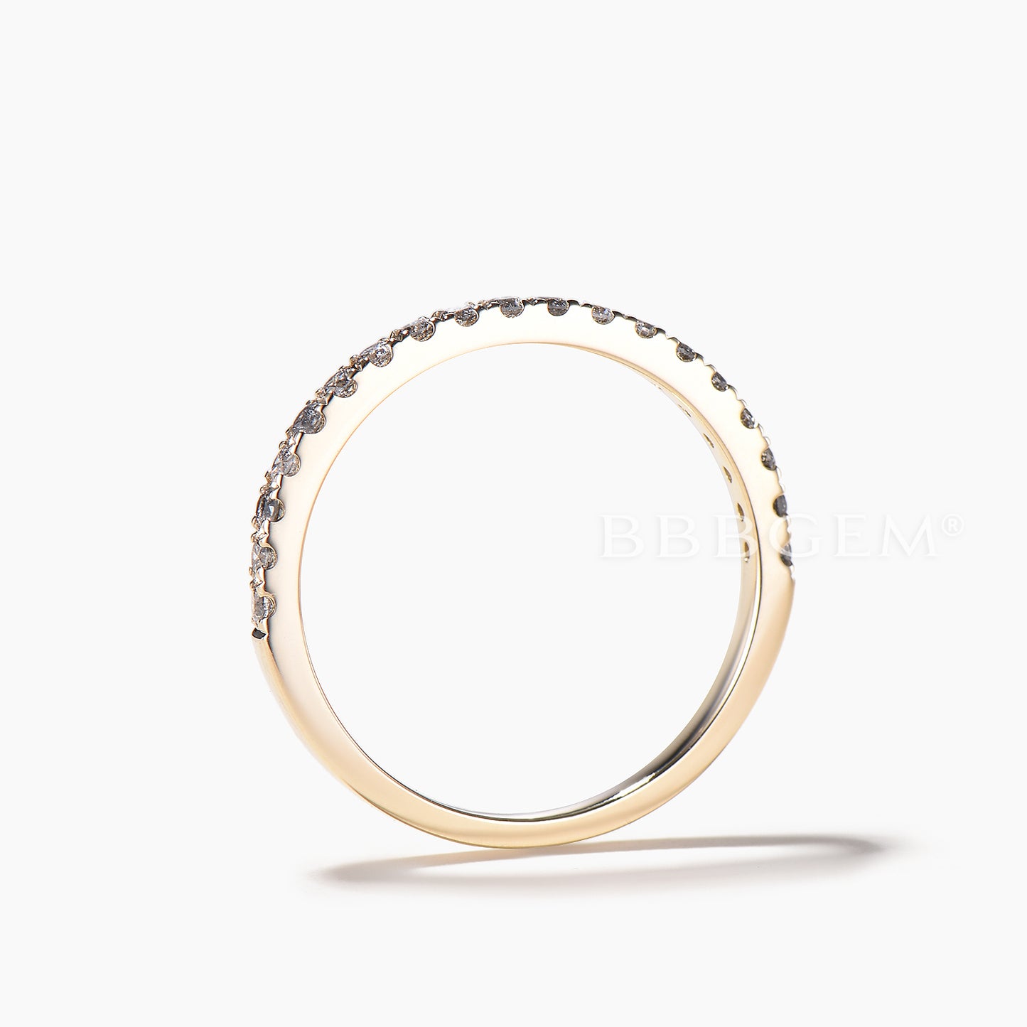 Round Cut Natural Salt and Pepper Diamond Half Eternity Ring Stacking Band