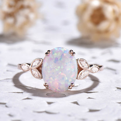 Art Deco White Opal Engagement Ring 03